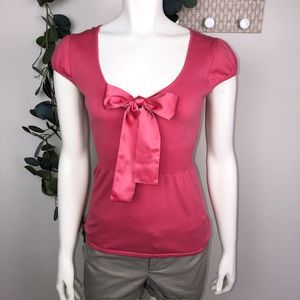 The Limited pink top w/ bow cap sleeve
